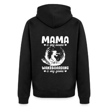 Wakesurfing Mama is my name Wakeboarding is my - Unisex Premium Organic Zip Hoodie - black - Back - Nico (187cm)