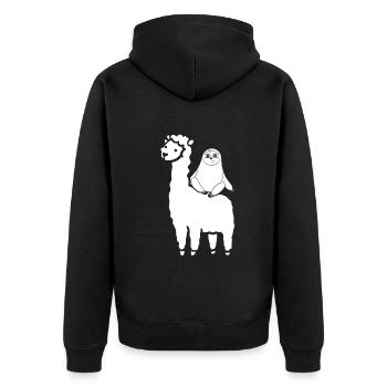 Llama Sloth Llama Lover Cute Alpaca Cute Llama - Unisex Premium Bio Zip Hoodie - Schwarz - Hinten - Nico (187cm)