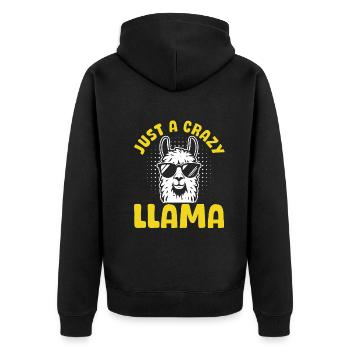 Funny Llama Lover Alpaca Farmer - Just a crazy - Unisex Premium Bio Zip Hoodie - Schwarz - Hinten - Nico (187cm)