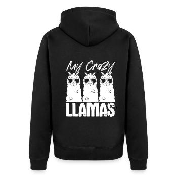 My crazy Llamas - Funny Llamas Funny Alpacas - Unisex Premium Bio Zip Hoodie - Schwarz - Hinten - Nico (187cm)