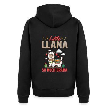 Little llama so much drama - Alpaca Lover Llama - Unisex Premium Bio Zip Hoodie - Schwarz - Hinten - Nico (187cm)