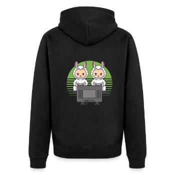 Funny Llama gaming Video Gaming Funny Gaming Llama - Unisex Premium Organic Zip Hoodie - black - Back - Nico (187cm)