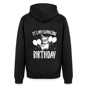 It's my LLamazing birthday - Funny Llama Birthday - Unisex Premium Organic Zip Hoodie - black - Back - Nico (187cm)