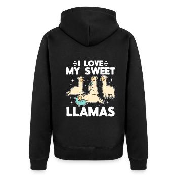 Llama Lover - J’adore mes doux lamas - Veste à capuche bio Premium Unisexe - noir - Dos - Nico (187cm)