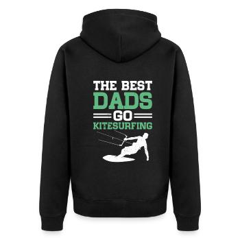 Kitesurfer - The best dads go Kitesurfing - Unisex Premium Bio Zip Hoodie - Schwarz - Hinten - Nico (187cm)