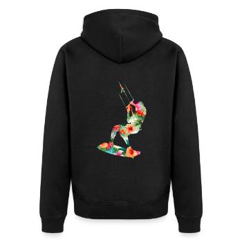 Kitesurfing Silhouette Kitesurfer Kiteboarding - Unisex Premium Organic Zip Hoodie - black - Back - Nico (187cm)