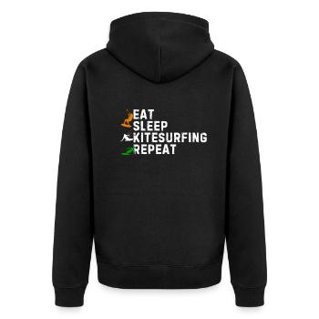 Eat Sleep Kitesurfing Repeat - Kitesurfer - Unisex Premium Organic Zip Hoodie - black - Back - Nico (187cm)