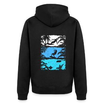 Kitesurfing Silhouette Kitesurfer Kiteboarding - Unisex Premium Bio Zip Hoodie - Schwarz - Hinten - Nico (187cm)