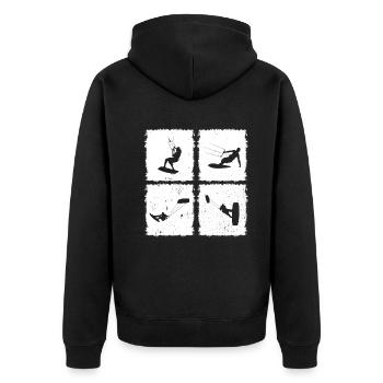 Kitesurfing Silhouette Kiteboarding Kitesurfer - Unisex Premium Bio Zip Hoodie - Schwarz - Hinten - Nico (187cm)