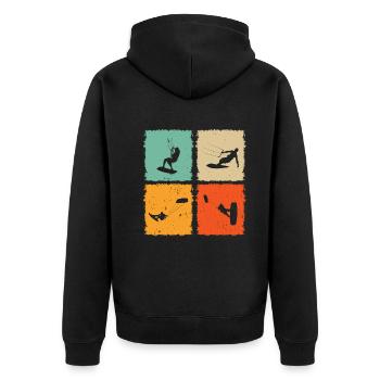 Kitesurfing Silhouette Kitesurfer Kiteboarding - Unisex Premium Bio Zip Hoodie - Schwarz - Hinten - Nico (187cm)