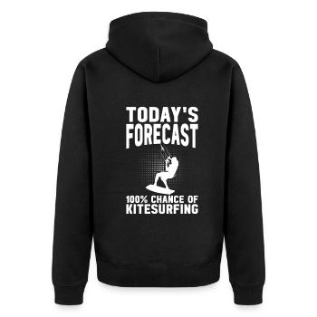 Kiteboarding - Today's forecast 100% chance of - Unisex Premium Organic Zip Hoodie - black - Back - Nico (187cm)