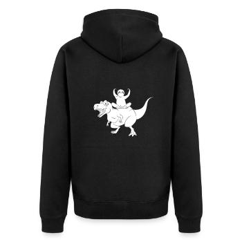 Funny Dinosaur Sloth Funny Dino Sloth - Unisex Premium Bio Zip Hoodie - Schwarz - Hinten - Nico (187cm)