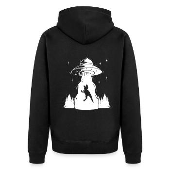 Funny Ufo Dinosaur Funny Dino - Unisex Premium Organic Zip Hoodie - black - Back - Nico (187cm)