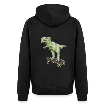 Dinosaur Skateboarding T-Rex Dino Dinosaur - Unisex Premium Bio Zip Hoodie - Schwarz - Hinten - Nico (187cm)