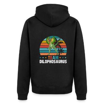 Dinosaur Funny Dino Lover - Team Dilophosaurus - Unisex Premium Organic Zip Hoodie - black - Back - Nico (187cm)