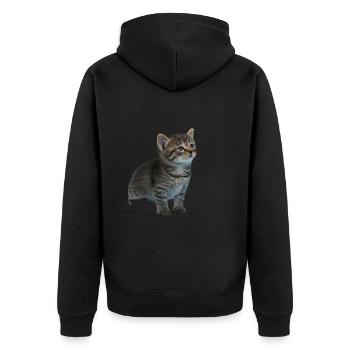 Süßes Kätzchen - Unisex Premium Bio Zip Hoodie - Schwarz - Hinten - Nico (187cm)