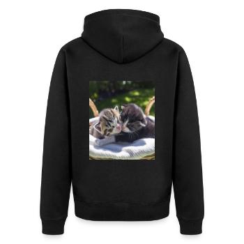 Cats Babies - Unisex Premium Organic Zip Hoodie - black - Back - Nico (187cm)