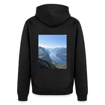 Autriche Suisse Bavière Alpes Montagnes Randonnée - Veste à capuche bio Premium Unisexe - noir - Dos - Nico (187cm)