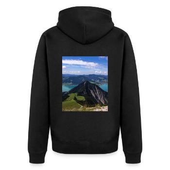 Autriche Suisse Bavière Alpes Montagnes Randonnée - Veste à capuche bio Premium Unisexe - noir - Dos - Nico (187cm)