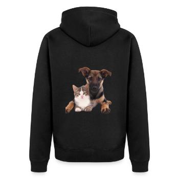 Süßes Hundebaby und Katzenbaby - Unisex Premium Bio Zip Hoodie - Schwarz - Hinten - Nico (187cm)