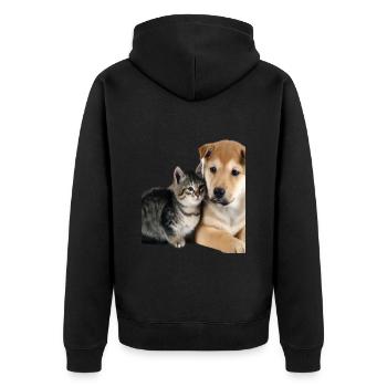 Süßes Hundebaby und Katzenbaby - Unisex Premium Bio Zip Hoodie - Schwarz - Hinten - Nico (187cm)