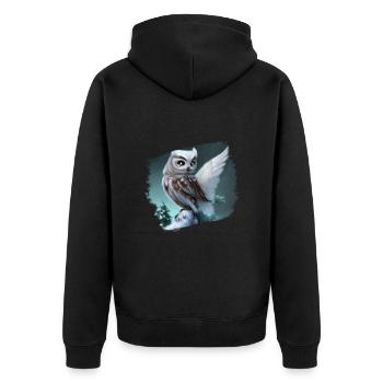 Snowy owl - Unisex Premium Organic Zip Hoodie - black - Back - Nico (187cm)