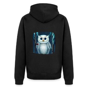 Christmas motif snowy owl - Unisex Premium Organic Zip Hoodie - black - Back - Nico (187cm)