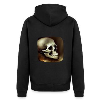 Totenkopf für Rocker - Unisex Premium Bio Zip Hoodie - Schwarz - Hinten - Nico (187cm)