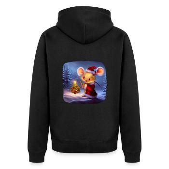 Weihnachtsmotiv Maus - Unisex Premium Bio Zip Hoodie - Schwarz - Hinten - Nico (187cm)