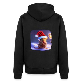 Weihnachtsmotiv Maus - Unisex Premium Bio Zip Hoodie - Schwarz - Hinten - Nico (187cm)