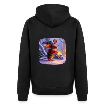 Christmas motif mouse - Unisex Premium Organic Zip Hoodie - black - Back - Nico (187cm)