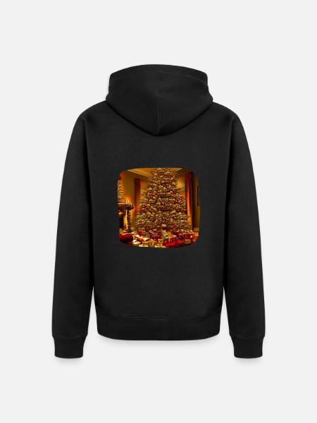 Weihnachtsbaum im Wohnzimmer - Unisex Premium Bio Zip Hoodie - Schwarz