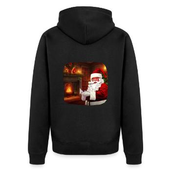 Weihnachtsmann - Unisex Premium Bio Zip Hoodie - Schwarz - Hinten - Nico (187cm)