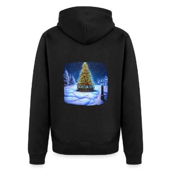 Weihnachtsmotiv Weihnachtsbaum - Unisex Premium Bio Zip Hoodie - Schwarz - Hinten - Nico (187cm)