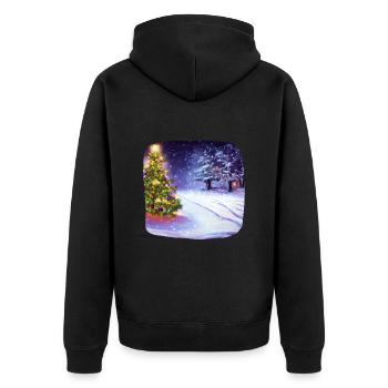 Weihnachtsbaum mit Schnee - Unisex Premium Bio Zip Hoodie - Schwarz - Hinten - Nico (187cm)