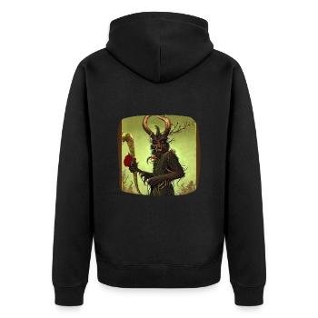 Krampus - Unisex Premium Organic Zip Hoodie - black - Back - Nico (187cm)