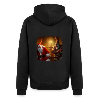 Santa Claus & Krampus - Unisex Premium Organic Zip Hoodie - black - Back - Nico (187cm)