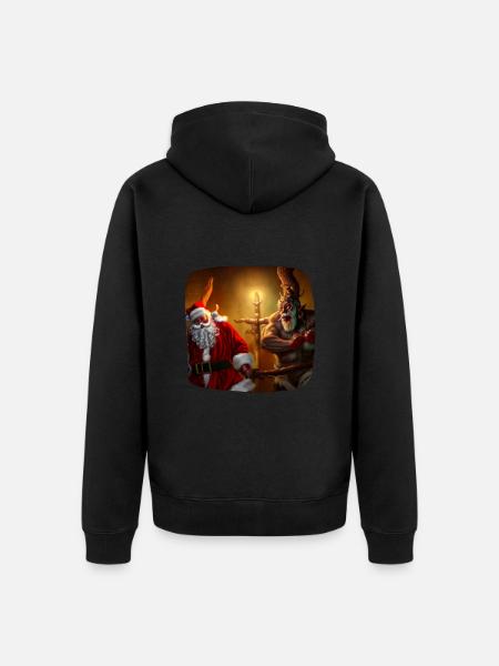 Weihnachtsmann & Krampus - Unisex Premium Bio Zip Hoodie - Schwarz