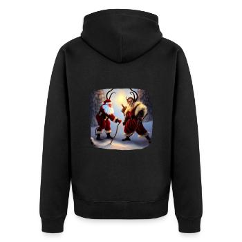 Santa Claus & Krampus - Unisex Premium Organic Zip Hoodie - black - Back - Nico (187cm)