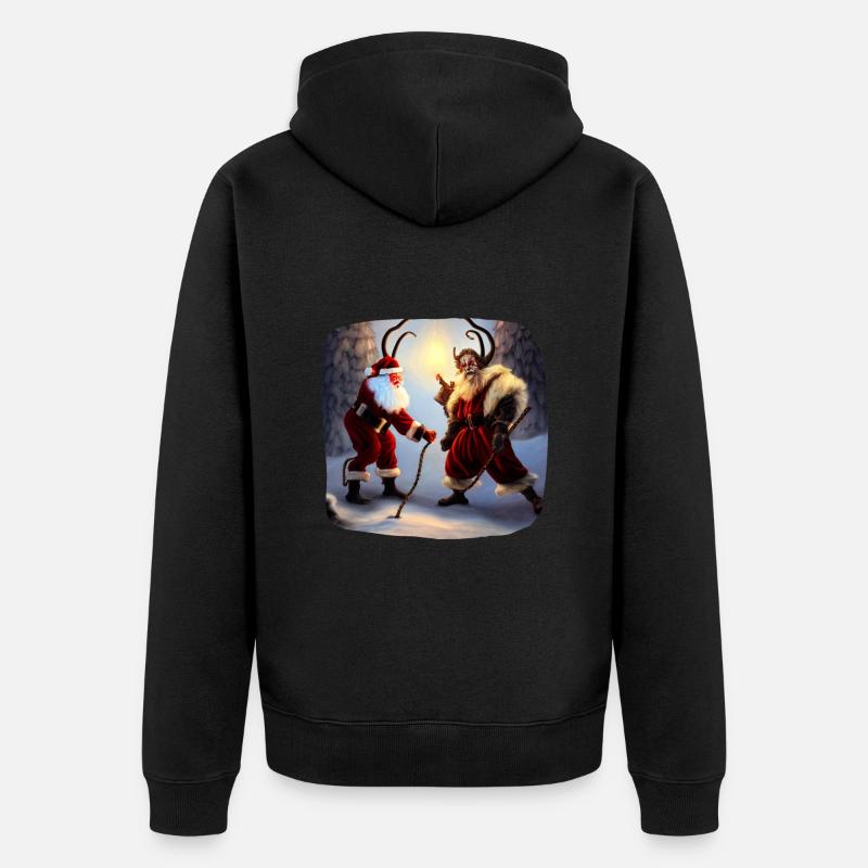 Père Noël & Krampus - Veste à capuche bio Premium Unisexe - noir
