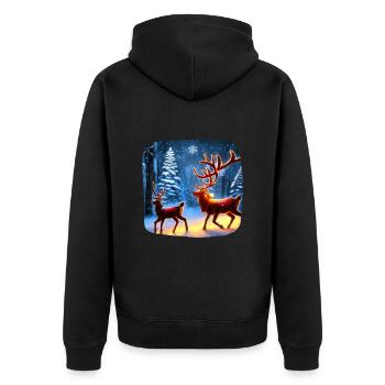 Reindeer - Unisex Premium Organic Zip Hoodie - black - Back - Nico (187cm)