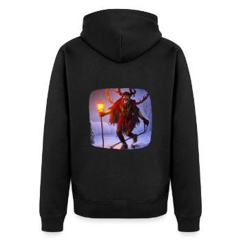 Krampus - Unisex Premium Organic Zip Hoodie - black - Back - Nico (187cm)