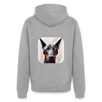Doberman - Veste à capuche bio Premium Unisexe - gris chiné - Dos - Nico (187cm)
