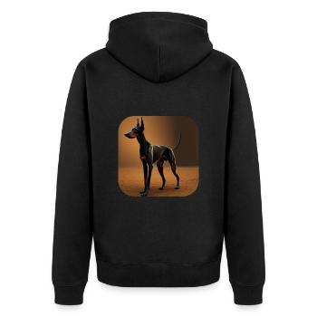 Dobermann - Unisex Premium Bio Zip Hoodie - Schwarz - Hinten - Nico (187cm)