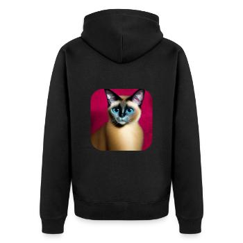 Siamese cat - Unisex Premium Organic Zip Hoodie - black - Back - Nico (187cm)