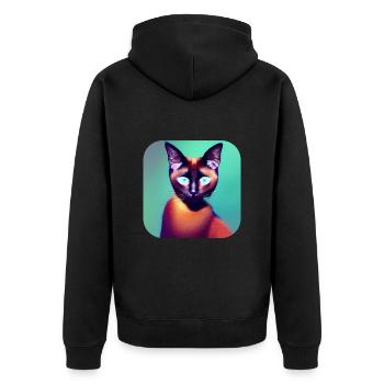 Siamkatze - Unisex Premium Bio Zip Hoodie - Schwarz - Hinten - Nico (187cm)