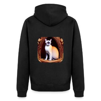Siamese cat - Unisex Premium Organic Zip Hoodie - black - Back - Nico (187cm)