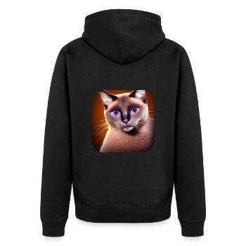 Siamese cat - Unisex Premium Organic Zip Hoodie - black - Back - Nico (187cm)