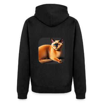 Siamese cat - Unisex Premium Organic Zip Hoodie - black - Back - Nico (187cm)