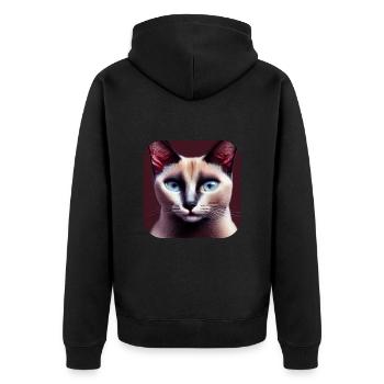 Siamese cat - Unisex Premium Organic Zip Hoodie - black - Back - Nico (187cm)
